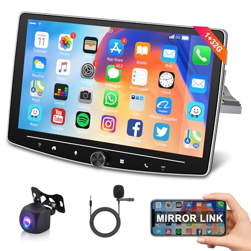 1G+32G Android Autoradio 1 Din mit Navi GPS WiFi Bluetooth Freisprecheinrichtung 10 Zoll Touchscreen Autoradio mit IOS/Android Mirror Link Bluetooth FM/RDS/USB/DAB+/OBD2/DVR Rückfahrkamera Mikrofon von Rimoody