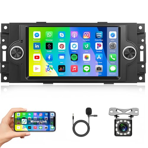 1G+32G Android 13 Autoradio für Jeep Compass Chrysler 300C PT Cruiser Dodge RAM 1500 2500 6.2 Zoll Autoradio mit Navi GPS WiFi Mirror LInk Bluetooth FM/RDS/EQ/DAB/DVR Lenkradsteuerung Rückfahrkamera von Rimoody