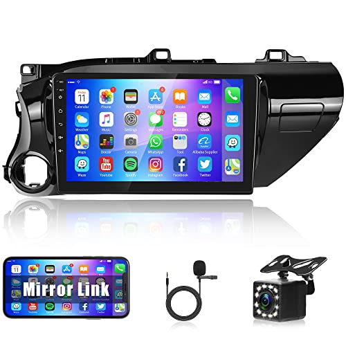 1G+32G Android Autoradio 2 Din mit GPS Navi WiFi DAB für Toyota Hilux Pick Up AN120 2015-2020 10.1 Zoll Touchscreen Autoradio mit Bluetooth Mirror Link FM/RDS/USB/OBD Lenkradsteuerung Rückfahrkamera von Rimoody