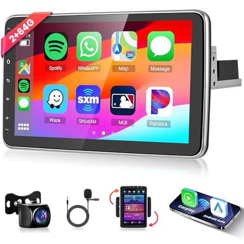 2G+32G Android 11.0 Autoradio 1 Din Wireless Apple Carplay Android Auto mit GPS Navi 10.1 Zoll Vertikal Drehbarer Touchscreen Autoradio mit WiFi Bluetooth FM/RDS USB/Hi-Fi/DAB+/SWC/OBD Rückfahrkamera von Rimoody