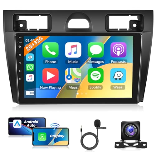 2G+32G Android Autoradio für Ford Fiesta Mk VI 5 Mk5 2002-2008 mit Wireless Apple Carplay Android Auto GPS Navi WiFi 9 Zoll Autoradio 2 Din mit Bluetooth Mirror Link FM/RDS/OBD2/DAB+ Rückfahrkamera von Rimoody