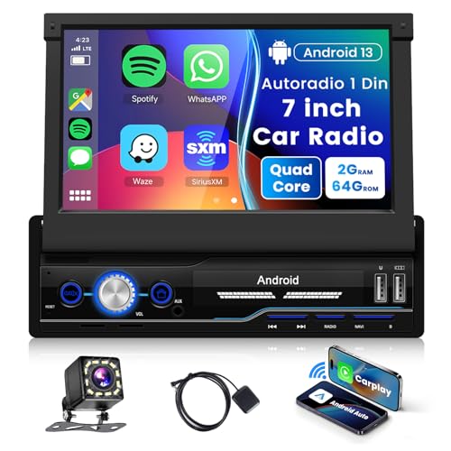 2G+64G Android Autoradio 1 Din Wireless Carplay Android Auto,7 Zoll Manuell Einziehbarer Bildschirm Autoradio mit Mirror Link Dual Bluetooth FM/RDS EQ WiFi Navi GPS USB Lenkradsteuerung Rückfahrkamera 2G+64G Android Autoradio 1 Din Wireless Carplay Android Auto,7 Zoll Manuell Einziehbarer Bildschirm Autoradio mit Mirror Link Dual Bluetooth FM/RDS EQ WiFi Navi GPS USB Lenkradsteuerung Rückfahrkamera von Rimoody
