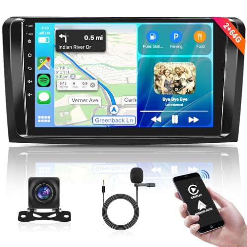 2G+64G Android Autoradio 2 Din für Mercedes Benz ML GL W164 ML350 ML500 GL320 X164 ML280 GL350 GL450 9 Zoll Autoradio mit Wireless Carplay Android Auto GPS Navi Bluetooth FM RDS WiFi Mirror Link DAB von Rimoody