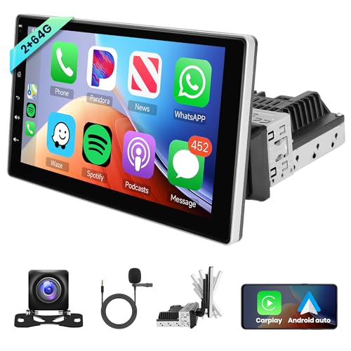 2G+64G Wireless Apple Carplay Android Autoradio 1 Din mit Android Auto GPS Navi WiFi 9 Zoll Touchscreen Autoradio mit Mirror Link Bluetooth FM/RDS/DAB+/OBD2/DVR Lenkradsteuerung Rückfahrkamera von Rimoody