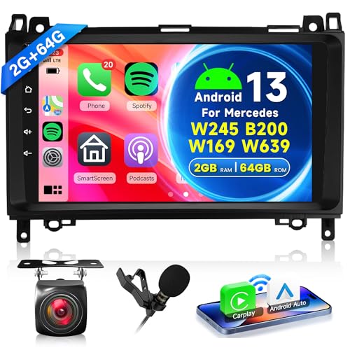 2G+64G Wireless Carplay Android 13 Autoradio 2 Din für Mercedes Benz A/B Class W169 W245 B200 W639 Vito Viano W906 Sprinter 9 Zoll Autoradio Android Auto Navi GPS WiFi Bluetooth FM/RDS Rückfahrkamera 2G+64G Wireless Carplay Android 13 Autoradio 2 Din für Mercedes Benz A/B Class W169 W245 B200 W639 Vito Viano W906 Sprinter 9 Zoll Autoradio Android Auto Navi GPS WiFi Bluetooth FM/RDS Rückfahrkamera von Rimoody