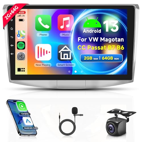 2G+64G Wireless Carplay Android Autoradio 2 Din für VW Magotan/CC Passat B7/B6 2010-2015 10.1 Zoll Autoradio mit Android Auto Navi GPS WiFi Mirror Link Bluetooth FM/RDS DAB/OBD/DVR/SWC Rückfahrkamera von Rimoody