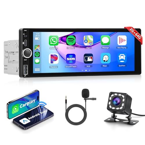 2G+64G Wireless Carplay Android Autoradio 1 Din mit Wireless Android Auto GPS Navi WiFi 6.86 Zoll Touchscreen Autoradio mit Mirror Link Bluetooth FM/RDS USB/DAB/OBD/DVR Lenkradsteuerung Rückfahrkamera von Rimoody