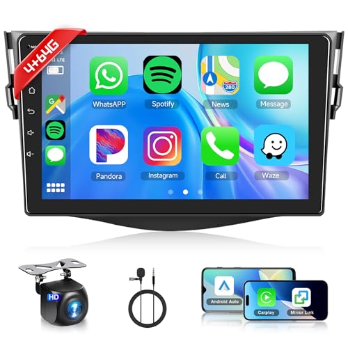 Rimoody 4+64G Android 13 Autoradio für Toyota RAV4 2007-2012 9 Zoll HD Touchscreen Autoradio mit Wireless Carplay Android Auto Navi GPS Mirror Link Bluetooth WiFi/FM/RDS/EQ/SWC/USB Rückfahrkamera Rimoody 4+64G Android 13 Autoradio für Toyota RAV4 2007-2012 9 Zoll HD Touchscreen Autoradio mit Wireless Carplay Android Auto Navi GPS Mirror Link Bluetooth WiFi/FM/RDS/EQ/SWC/USB Rückfahrkamera von Rimoody