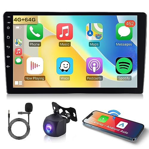 4G+64G 8 Core Android 13 Autoradio 2 Din mit Apple Carplay Android Auto GPS Navi WiFi 9 Zoll Touchscreen Autoradio mit Mirror Link Bluetooth FM/RDS USB/DAB/OBD/DVR/EQ Lenkradsteuerung Rückfahrkamera von Rimoody