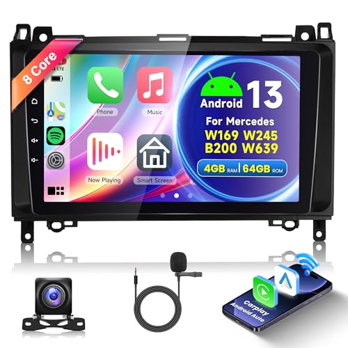8 Core 4G+64G Wireless Carplay Android 13 Autoradio für Mercedes Benz A/B Class W169 W245 B200 W639 Vito Viano W906 Sprinter 9 Zoll Autoradio Android Auto Navi GPS WiFi Bluetooth FM/RDS Rückfahrkamera von Rimoody