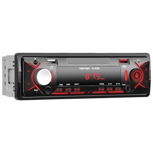 Autoradio 1 Din Bluetooth 5.0 Radio Stereo mit Bluetooth Freisprecheinrichtung FM Radio/2 USB/TF/Aux in/RCA 1 Din Autoradio MP3 Player Stereo Autoradio-Empfänger Schnelllade von Rimoody