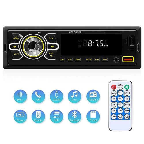 Autoradio 1 Din Bluetooth Autoradio mit Bluetooth Freisprecheinrichtung FM Radio/USB/TF/Aux in/RCA/40 EQ/7 Farben/APP ortet das Auto/Sprachassistent MP3 Player mit Fernbedienung Autoradio-Empfänger von Rimoody