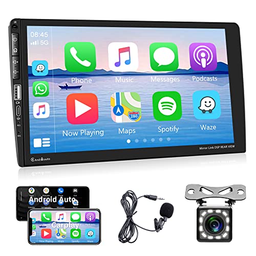 Autoradio 1 Din mit Apple Carplay Android Auto Bluetooth Freisprecheinrichtung 9 Zoll Touchscreen Autoradio mit Mirror Link Bluetooth FM Radio USB/AUX/TF/EQ Lenkradsteuerung + Rückfahrkamera Mikrofon von Rimoody