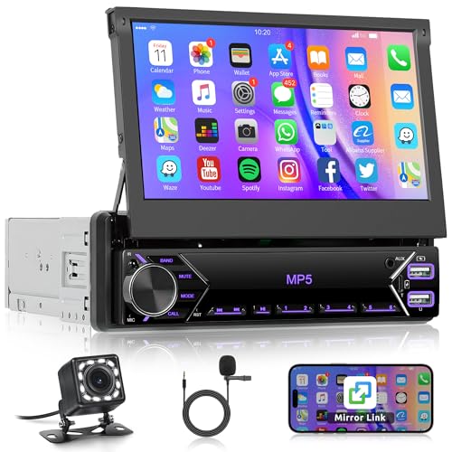 Autoradio 1 Din mit Bluetooth IOS/Android Mirror Link 7 Zoll Manuell Einziehbarer Bildschirm Autoradio mit Bluetooth Freisprecheinrichtung FM Radio/USB/AUX/EQ/Type C Lenkradsteuerung + Rückfahrkamera Autoradio 1 Din mit Bluetooth IOS/Android Mirror Link 7 Zoll Manuell Einziehbarer Bildschirm Autoradio mit Bluetooth Freisprecheinrichtung FM Radio/USB/AUX/EQ/Type C Lenkradsteuerung + Rückfahrkamera von Rimoody