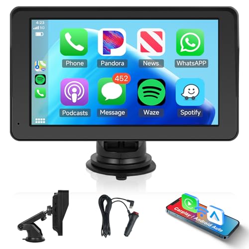 Rimoody Carplay Android Auto Tragbares Autoradio, 7 Zoll Touchscreen Portable Autoradio mit Airplay/Android Cast/Dual Bluetooth/FM Transmitter/Voice Control/GPS/TF/AUX/USB/EQ 7V-32V Rimoody Carplay Android Auto Tragbares Autoradio, 7 Zoll Touchscreen Portable Autoradio mit Airplay/Android Cast/Dual Bluetooth/FM Transmitter/Voice Control/GPS/TF/AUX/USB/EQ 7V-32V von Rimoody