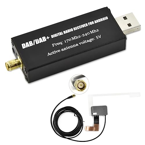 Rimoody DAB DAB+ Auto Empfänger Adapter DAB Antenne Digital für Autoradio Empfänger Adapter mit Antenne DAB+ USB 2.0 Dongle Tragbares Externe DAB+ Antenne DAB DAB+ Box Radio Tune für Android Autoradio von Rimoody