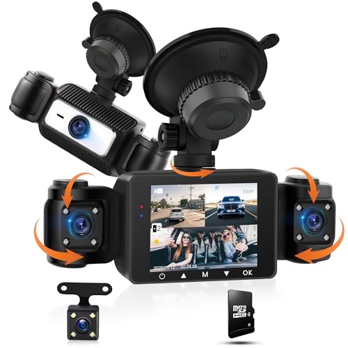 Dashcam Auto 360°, mit 4 x Kamera FHD 1080P Vorne und Hinten Links Rechts, 2.4 Zoll 1080P Dash Kamera Autokamera mit IR Nachtsicht/Loop Video/24H Parking Monitor/G-Sensor/Einparkhilfe, mit 64-GB-Karte Dashcam Auto 360°, mit 4 x Kamera FHD 1080P Vorne und Hinten Links Rechts, 2.4 Zoll 1080P Dash Kamera Autokamera mit IR Nachtsicht/Loop Video/24H Parking Monitor/G-Sensor/Einparkhilfe, mit 64-GB-Karte von Rimoody