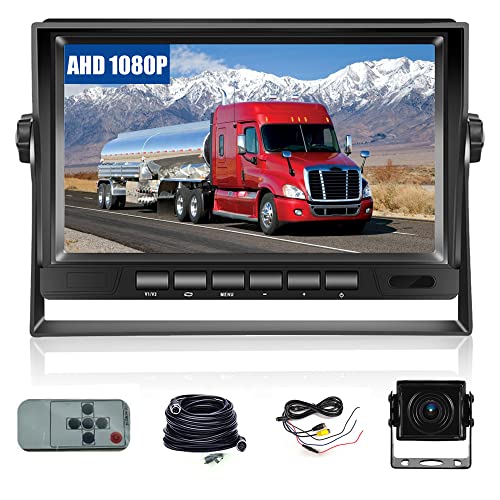 Rückfahrkamera-Set mit 7" LCD-Monitor & Weitwinkel- Rückfahrkamera, IP69 Wasserdicht, Nachtsicht mit 15m Kabel, für Wohnmobil/Wohnwagen/LKW/Anhänger/Bus/Van/Landwirtschaft/Schwertransport(12-24 Volt) von Rimoody