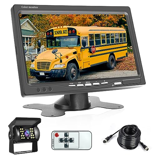 Rückfahrkamera Set mit 7 Zoll Monitor Fahrzeug, Backup Kamera IP68 Wasserdicht, 18IR Nachtsicht, Kabel Einparkhilfe für LKW/Anhänger/Bus/Van/Landwirtschaft/Wohnmobile/Wohnwagen 12-24 Volt von Rimoody