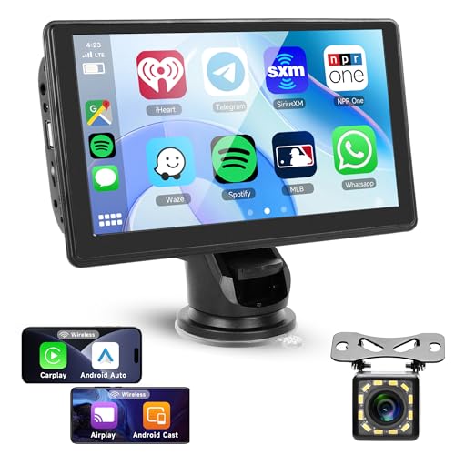 Wireless Apple Carplay Android Auto Tragbares Autoradio mit Rückkamera 7 Zoll Touchscreen Autoradio mit Apple Airplay/Android Cast/Dual Bluetooth/FM Transmitter/Voice Control/Siri/GPS/TF/AUX/USB/EQ Wireless Apple Carplay Android Auto Tragbares Autoradio mit Rückkamera 7 Zoll Touchscreen Autoradio mit Apple Airplay/Android Cast/Dual Bluetooth/FM Transmitter/Voice Control/Siri/GPS/TF/AUX/USB/EQ von Rimoody