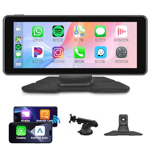 Wireless Apple Carplay und Android Auto, 6.86 Zoll IPS Touchscreen Portable Autoradio mit Bluetooth/FM Sender/Apple Airplay/Android Mirror Link/Google/GPS/Siri/AUX/USB/TF Tragbares Autoradio 7-32V von Rimoody