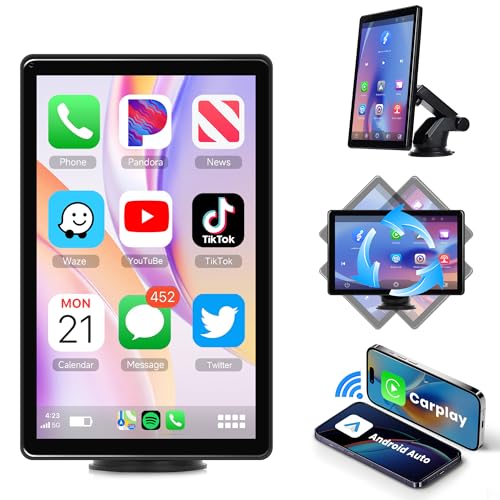 Wireless Carplay Android Auto Tragbares Autoradio mit Super Link Video, 8 Zoll Drehbarer Touchscreen Portable Autoradio mit Airplay/Android Cast/Dual Bluetooth/FM Transmitter/Voice Control/TF/AUX/EQ Wireless Carplay Android Auto Tragbares Autoradio mit Super Link Video, 8 Zoll Drehbarer Touchscreen Portable Autoradio mit Airplay/Android Cast/Dual Bluetooth/FM Transmitter/Voice Control/TF/AUX/EQ von Rimoody