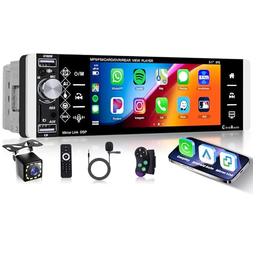 Wireless Carplay Autoradio 1 Din mit Wireless Android Auto FM/AM/RDS Radio Bluetooth Freisprecheinrichtung, 5.1 Zoll Autoradio mit Mirror Link Bluetooth USB/AUX/TF/EQ Lenkradsteuerung Rückfahrkamera Wireless Carplay Autoradio 1 Din mit Wireless Android Auto FM/AM/RDS Radio Bluetooth Freisprecheinrichtung, 5.1 Zoll Autoradio mit Mirror Link Bluetooth USB/AUX/TF/EQ Lenkradsteuerung Rückfahrkamera von Rimoody