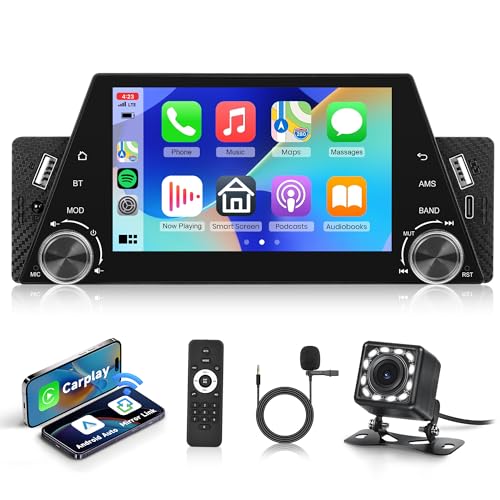 Wireless Carplay Autoradio 1 Din mit Android Auto Rimoody 5 Zoll Touchscreen Autoradio mit 2 Knöpfe mit Mirror Link FM Radio Bluetooth USB/AUX/Typ C/DVR Fernbedienungen Rückfahrkamera Wireless Carplay Autoradio 1 Din mit Android Auto Rimoody 5 Zoll Touchscreen Autoradio mit 2 Knöpfe mit Mirror Link FM Radio Bluetooth USB/AUX/Typ C/DVR Fernbedienungen Rückfahrkamera von Rimoody