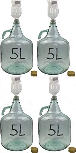 Unbekannt 4 x Set 5L Flasche + Stopfen + Gärröhrchen Weinballon Gärballon Glasflasche Gärbehälter Unbekannt 4 x Set 5L Flasche + Stopfen + Gärröhrchen Weinballon Gärballon Glasflasche Gärbehälter von RinTalen