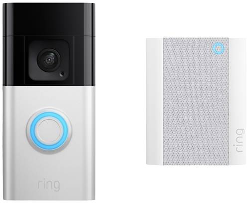 Ring B0BFJNL42P IP-Video-Türsprechanlage Video Doorbell + Chime (2nd Gen) WLAN Nickel (matt), Schwa von Ring