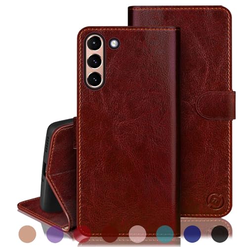 RingPi für Samsung Galaxy S21 Handy Hülle PU Leder[RFID Schutz] Handyhülle Lederhülle Klapphülle Kartenfach Stoßfeste Schutzhülle Leather Flip Cover für Samsung S21 Wallet Phone Case,Braun von RingPi