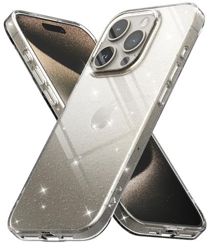 Ringke Air Case Kompatibel mit iPhone 15 Pro Hülle, Weichem TPU-Silikon Glitzer Klarer Handyhülle für iPhone 15 Pro 6,1" - Glitter Clear von Ringke