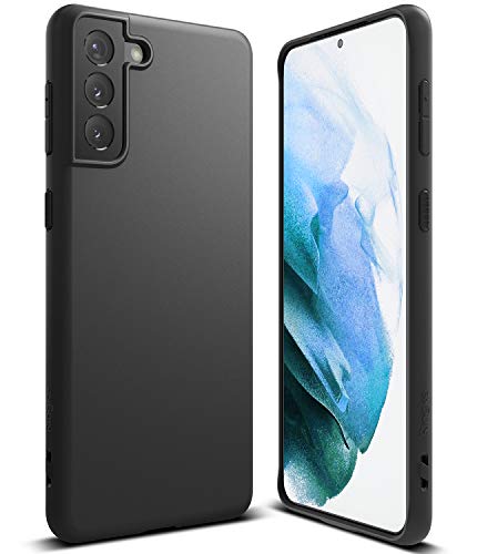 Ringke Air-S Kompatibel mit Galaxy S21 Plus 5G Hülle, Dünn Leicht Flexibel TPU Stumpfmatt mit Umhängeband Kordel Loch Kettenloch - Black Schwarz von Ringke