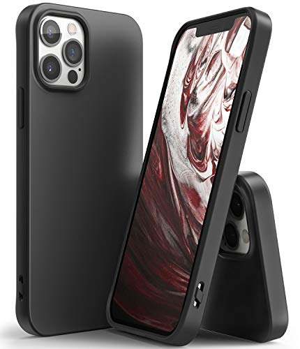 Ringke Air-S Kompatibel mit iPhone 12 Pro Max Hülle, Dünn Leicht Flexibel TPU Stumpfmatt mit Umhängeband Kordel Loch Kettenloch - Black Schwarz von Ringke