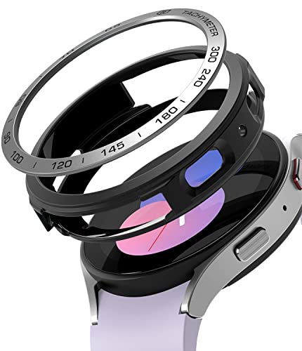 Ringke [Air Sports + Bezel Styling] Kompatibel mit Samsung Galaxy Watch 5 Hülle [40mm] Flexible Stoßfestes TPU Schutzhülle mit Aluminium Lünettenring - Schwarz/Silber von Ringke