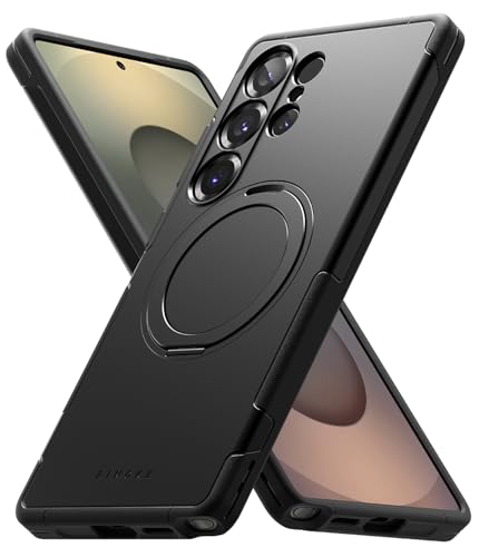 Ringke Alles Case [Kompatibel mit MagSafe] für Samsung Galaxy S25 Ultra Hülle, 360° Drehbar Integrierter Kickstand Robuste Stoßfeste Schutzhülle für Magnetisches Ladegerät/Zubehör - Black von Ringke