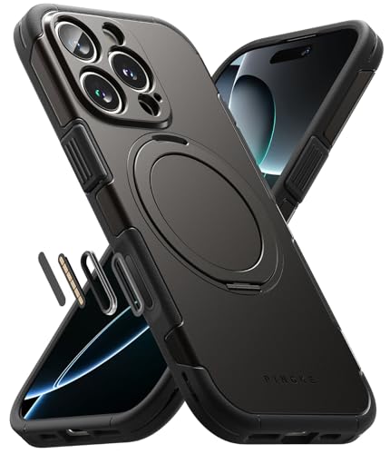 Ringke Alles Case [mit Kamera-Kontrollabdeckung] für iPhone 16 Pro Hülle, [360° Drehbarer Kickstand] Schlanke Robuste Stoßfeste Schutzhülle, Entworfen für Magsafe-Ladegerät/Zubehör - Gunmetal von Ringke