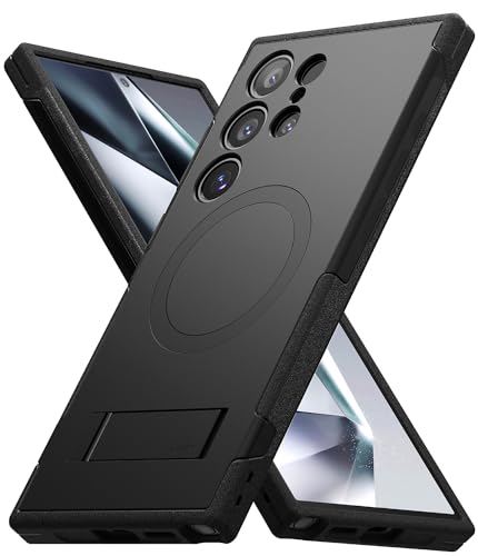 Ringke Alles Magnetic Case Kompatibel mit Samsung Galaxy S24 Ultra Hülle 6,8 Zoll, Verbesserte Griffigkeit Magnetische Handyhülle mit Faltbar Ständer - Black von Ringke