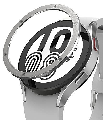 Ringke Bezel Styling [44mm] für Galaxy Watch 5 und Galaxy Watch 4 Hülle, Lünette Ring Kleber Abdeckung Kratzfest Edelstahl Schutz für Galaxy Watch 44mm Zubehör - Silver (44-42) von Ringke