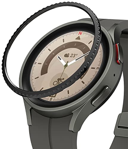 Ringke Bezel Styling [45mm] Kompatibel mit Samsung Galaxy Watch 5 Pro 45mm Hülle, Lünette Ring Kleber Abdeckung Kratzfest Edelstahl Schutz - Black (45-31) von Ringke