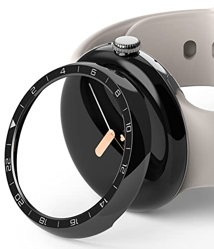 Ringke Bezel Styling Kompatibel mit Google Pixel Watch Hülle, Lünette Ring Kleber Abdeckung Kratzfest Edelstahl Schutz - 40-40 (ST) Black von Ringke