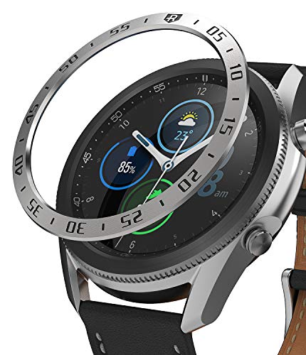 Ringke Bezel Styling für Galaxy Watch 3 45mm Hülle, Lünette Ring Kleber Abdeckung Kratzfest Edelstahl Schutz für Galaxy Watch3 Zubehör - Silver [45-01] von Ringke