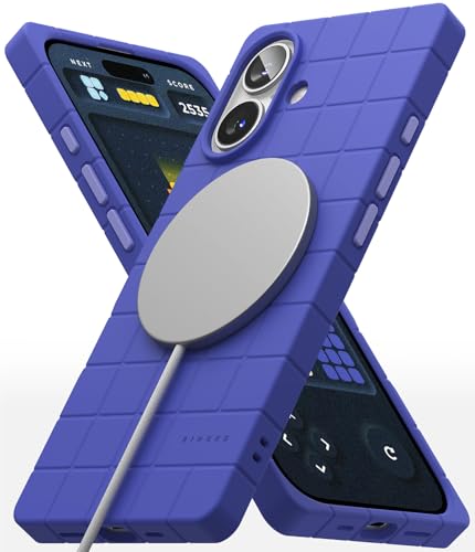 Ringke Bitmap Silicone Magnetic [Kompatibel mit MagSafe] für iPhone 16 Hülle, Prägung Cube rutschfeste Weiche Haptik Leicht Stoßfeste Handyhülle für Magnetisches Ladegerät/Zubehör - Ultramarine von Ringke