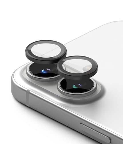 Ringke Camera Lens Frame Glass [2 Stück] Kompatibel mit iPhone 16 Plus / 16 Kameraschutz, HD-Qualität Gehärtetes Glas Einzelne Linse Schutz mit Aluminiumrahmen - Black von Ringke