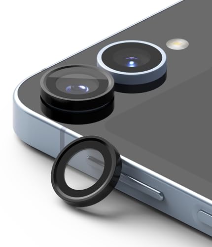 Ringke Camera Lens Frame Glass Kompatibel mit Samsung Galaxy Z Flip 6 (2024), Leichtgewicht Kameraobjektivschutz Gehärtetes Glas mit Aluminiumrahmen - Black von Ringke
