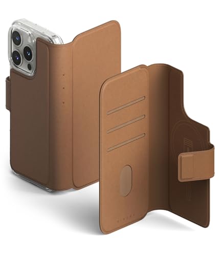 Ringke Folio Wallet Magnetic Case [Kompatibel mit MagSafe] für iPhone 16 Pro / 16 Hülle, Abnehmbare PU-Leder Geldbörse mit Kartenhalter Flip Cover für Flache Rückseite Magnethülle - Brown von Ringke
