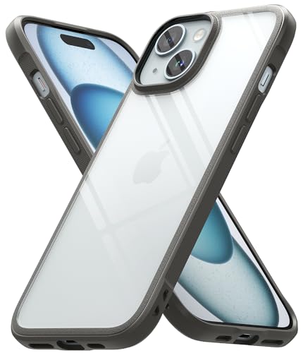 Ringke Fusion Bold Case Kompatibel mit iPhone 15 Plus Hülle, Bequemer Griff TPU-Rahmen Harte PC-Rückseite, Anti-Vergilbung Durchsichtige Handyhülle für iPhone 15 Plus 6,7" - Grau von Ringke