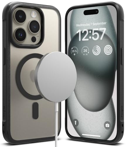 Ringke Fusion Bold Magnetic [Kompatibel mit MagSafe] für iPhone 15 Pro Max Hülle, Anti-Fingerabdruck Fester Griff Rutschfester Rahmen Stoßfeste TPU Bumper Mattierte Harte Rückseite - Matte Black von Ringke