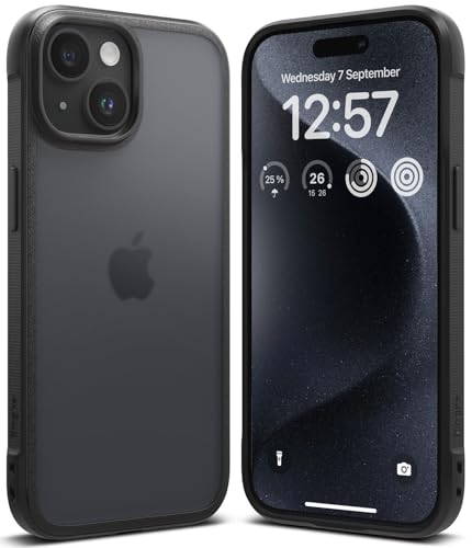 Ringke Fusion Bold [Vergilbungsfrei] Kompatibel mit iPhone 15 Hülle, Anti-Fingerabdruck Fester Griff Rutschfester Rahmen Stoßfeste TPU Bumper Mattierte Harte Rückseite Handyhülle - Matte Black von Ringke