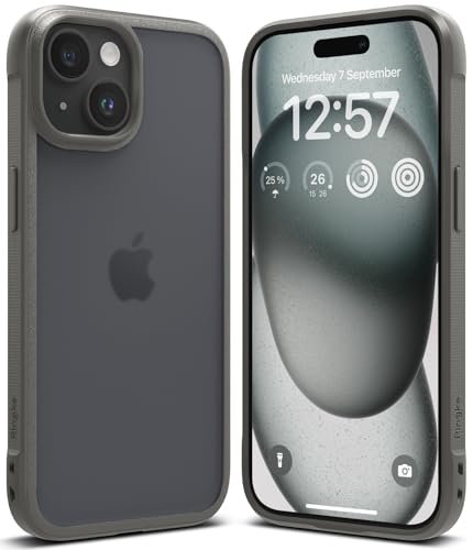 Ringke Fusion Bold [Vergilbungsfrei] Kompatibel mit iPhone 15 Plus Hülle, Anti-Fingerabdruck Fester Griff Rutschfester Rahmen Stoßfeste TPU Bumper Mattierte Harte Rückseite Handyhülle - Matte Gray von Ringke